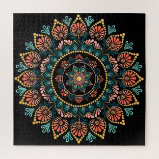 Puzzle Coral bleu Mandala, Géométrie Sacrée Boho Ethnique
