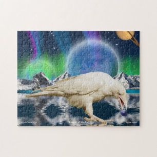 Puzzle Corbeau blanc magique et planètes Imaginaire Puzzl