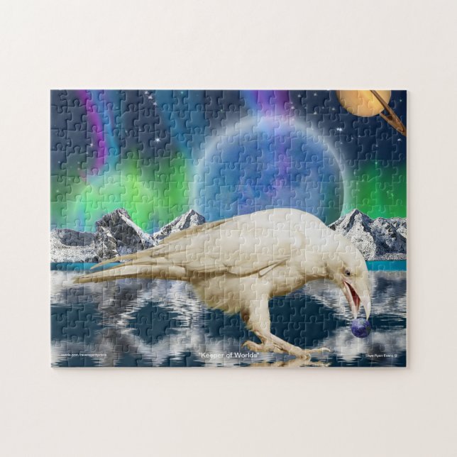 Puzzle Corbeau blanc magique et planètes Imaginaire Puzzl (Horizontal)
