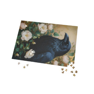 Puzzle Corbeau et fleur mystique - Art gothique enchanté