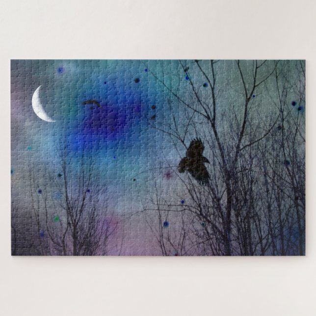 Puzzle Corbeau Mystique Et Lune Croissante (Horizontal)