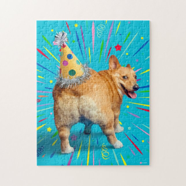 Puzzle Corgi Butt Birthday Hat (Vertical)