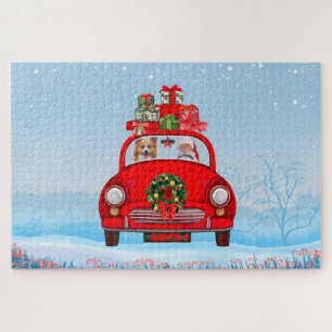 Puzzle Corgi Chien En Voiture Avec Le Père Noël