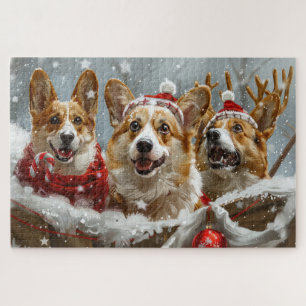 Puzzle Corgi Chien Noël Festif
