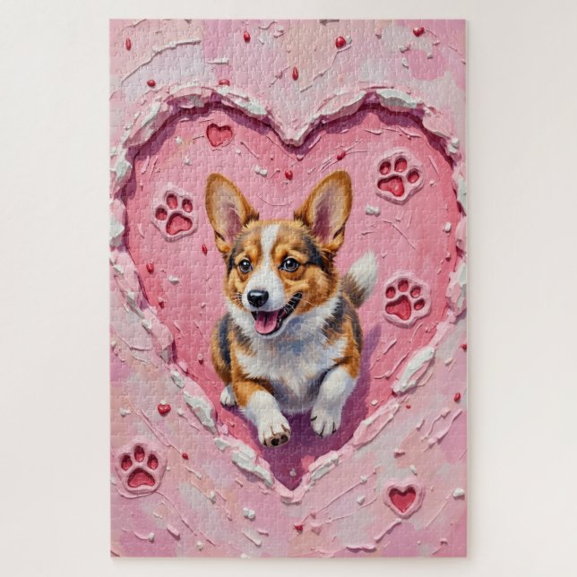 Puzzle Corgi Dog Valentine's Day Heart Cookie Run (Vertical)