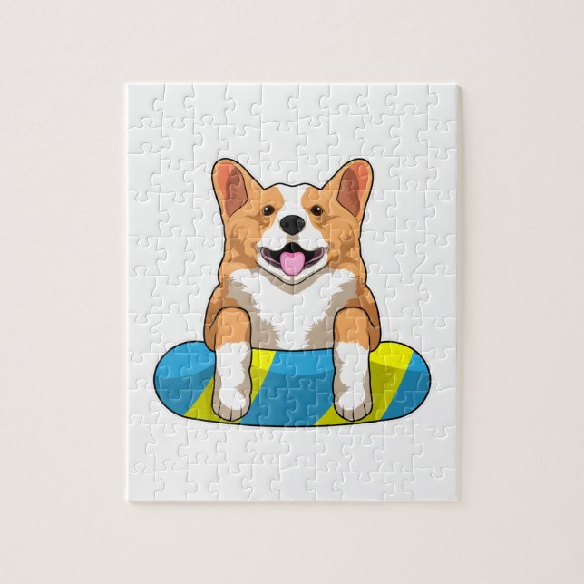 Puzzle Corgi gallois à la nage avec planche (Vertical)