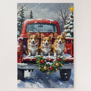 Puzzle Corgi Noël Camion Rouge Fêtes