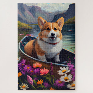 Puzzle Corgi sur une pagaie : une aventure Pittoresque