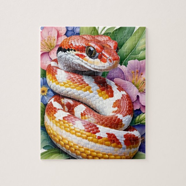 Puzzle Corn Snake Family Pet Portrait (Vertical)