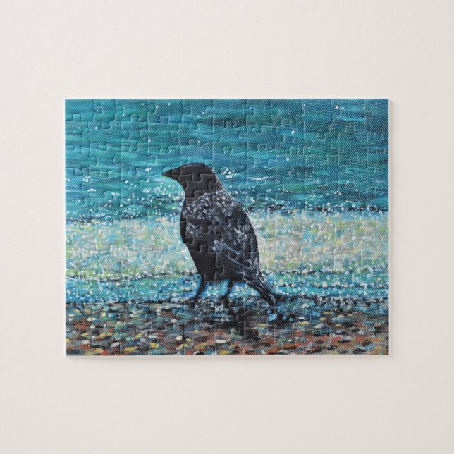 Puzzle Corneille sur la peinture de plage (Horizontal)