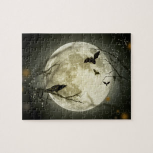 Puzzle Corneilles Éffrayantes de la Lune d'Halloween