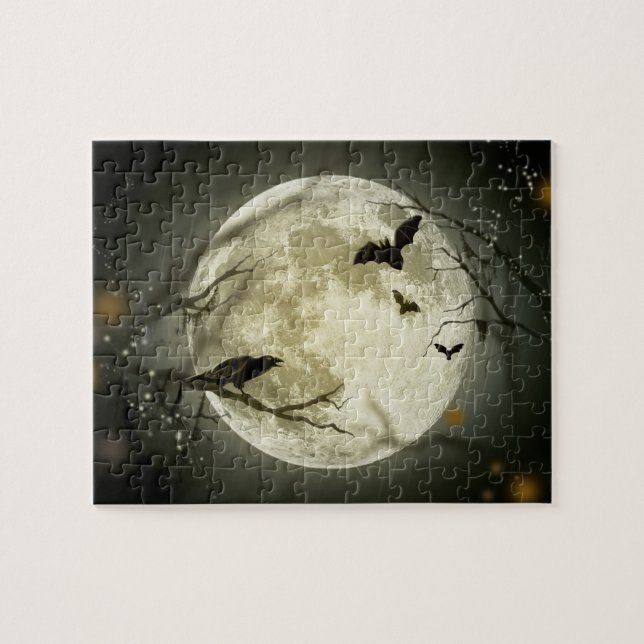 Puzzle Corneilles Éffrayantes de la Lune d'Halloween (Horizontal)