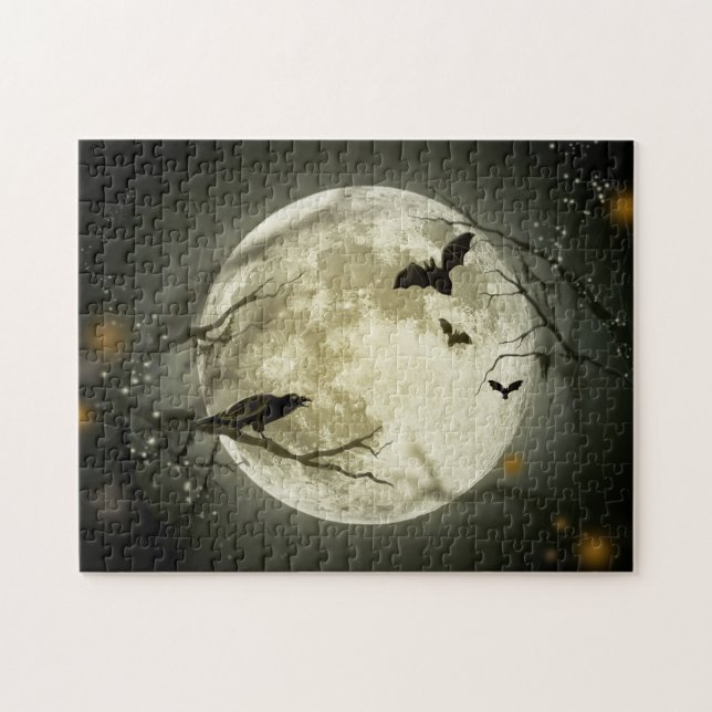 Puzzle Corneilles Éffrayantes de la Lune d'Halloween (Horizontal)