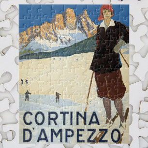 Puzzle Cortina d'Ampezzo, Italie, Alpes de ski Vintage vo