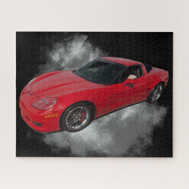 Puzzle Corvette rouge avec fumée grise arrière - plan amo (Horizontal)