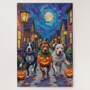 Puzzle Costumes d'Halloween Pitbull Dogs Trick or Treatin