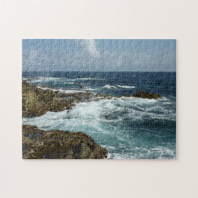 Puzzle Côte rocheuse d'Aruba et océan bleu (Horizontal)