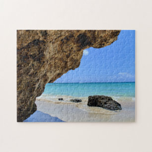 Puzzle Côte tropicale de plage avec un Big Rock