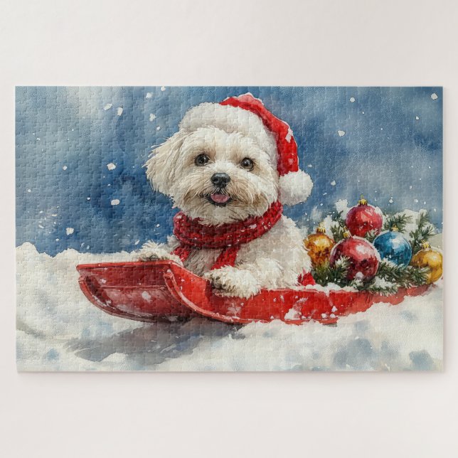 Puzzle Coton De Tulear dans la boue Laisser passer la nei (Horizontal)