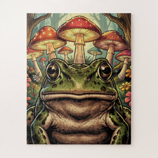 Puzzle Cottage Rétro Grenouille et Champignons