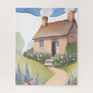 Puzzle Cottage sur la colline Peinture à l'aquarelle de