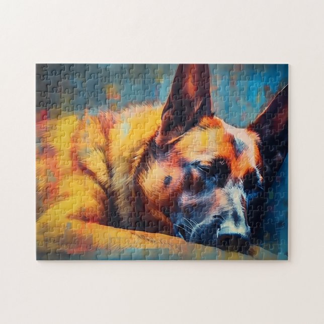 Puzzle Couchage des Malinois belges colorés (Horizontal)