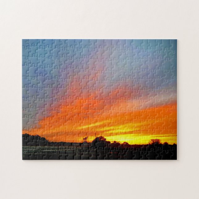 Puzzle Coucher De Soleil À La Ferme (Horizontal)