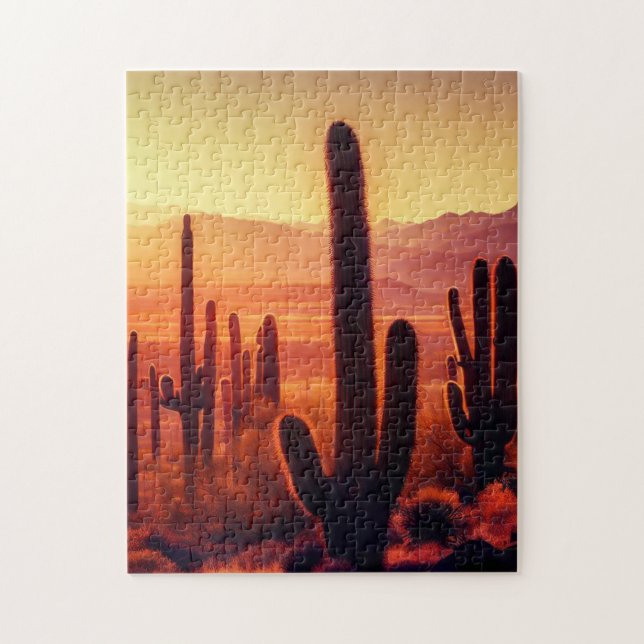 Puzzle Coucher de soleil de cactus du désert de l'Arizona (Vertical)