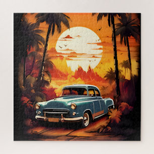 Puzzle Coucher de soleil de voiture Vintage - Cadeau pour