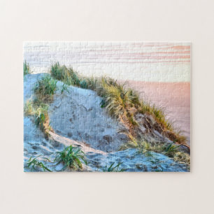 Puzzle Coucher de soleil d'une heure d'or sur les dunes d