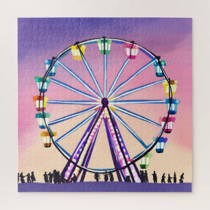 Puzzle Coucher de soleil Ferris Wheel   Belle aquarelle