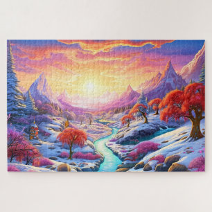 Puzzle Coucher de soleil Hiver Neige Nature Impression Pa