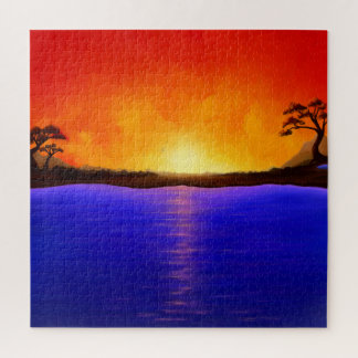 Puzzle Coucher de soleil/lever du soleil, Paysage du lac,
