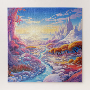 Puzzle Coucher de soleil Neige Nature Colorée Imprimer Pa