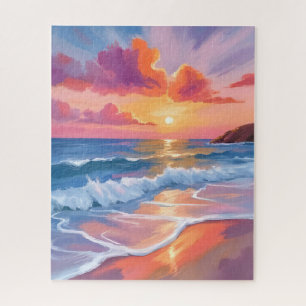 Puzzle Coucher de soleil pastel sur l'océan Peinture co