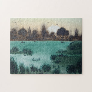 Puzzle Coucher de soleil pittoresque sur les plaines bois