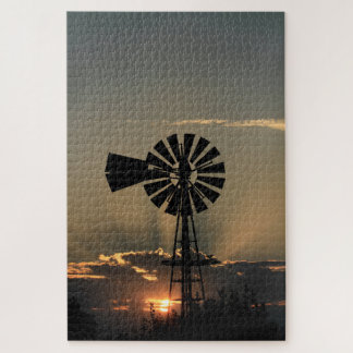Puzzle Coucher De Soleil Pour Moulin À Vent Kansas Avec R