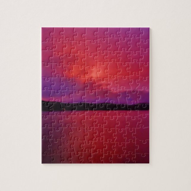 Puzzle Coucher de soleil rose vif sur le lac Arrowhead (Vertical)