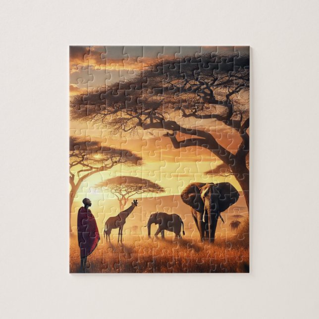 Puzzle Coucher de soleil Safari (Vertical)