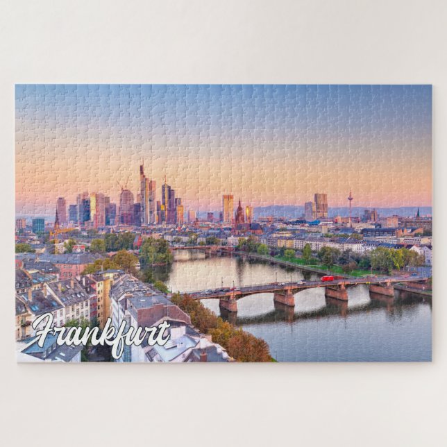Puzzle Coucher de soleil sur Francfort, Allemagne (Horizontal)