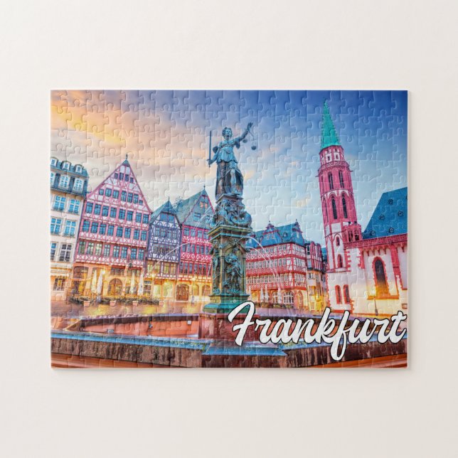 Puzzle Coucher de soleil sur Francfort, Allemagne (Horizontal)