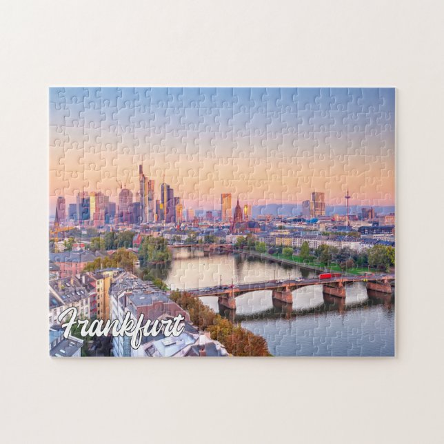 Puzzle Coucher de soleil sur Francfort, Allemagne (Horizontal)