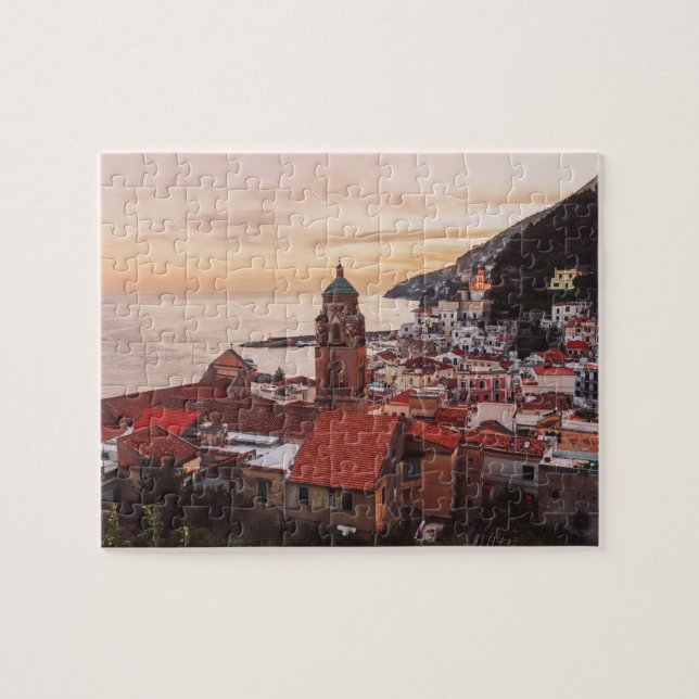 Puzzle Coucher de soleil sur la côte d'Amalfi Ville Itali (Horizontal)