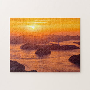 Puzzle Coucher de soleil sur le pont Kurushima Kaikyo et