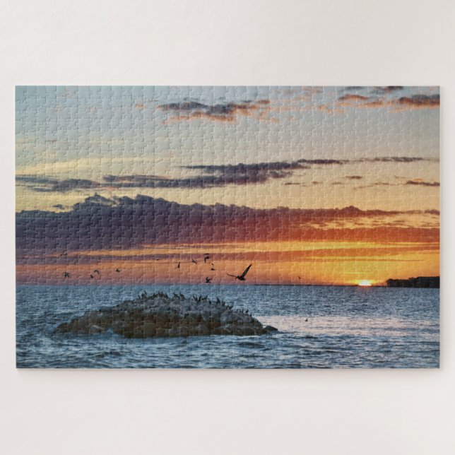 Puzzle Coucher de soleil sur le rocher pélican, île Dauph (Horizontal)