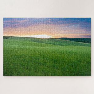 Puzzle Coucher de soleil sur les champs en Toscane