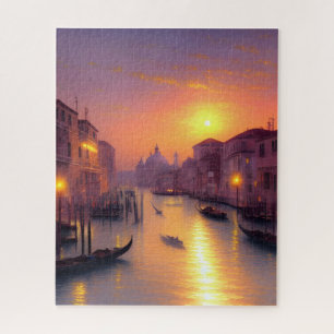 Puzzle Coucher de soleil sur un canal de Venise - Art num