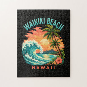 Puzzle Coucher de soleil tropical à Waikiki Beach Hawaï