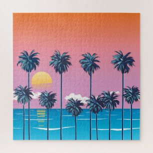 Puzzle Coucher de soleil tropical : Illustration de plage