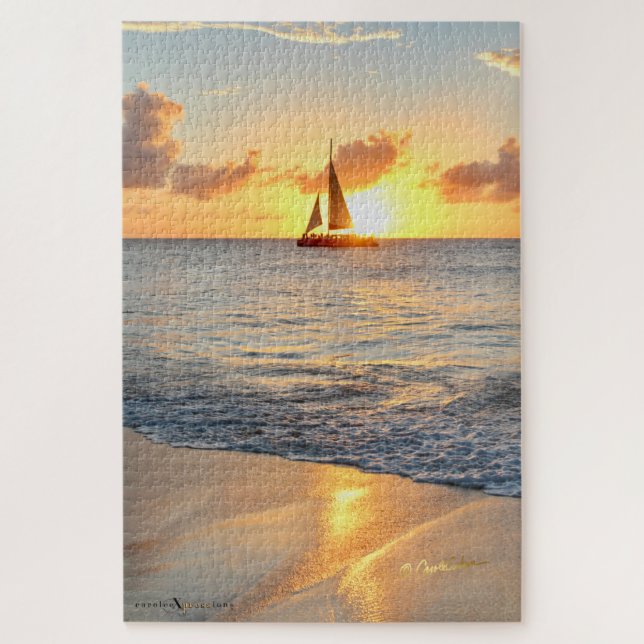 Puzzle Coucher du soleil de club de plage d'Aruba (Vertical)